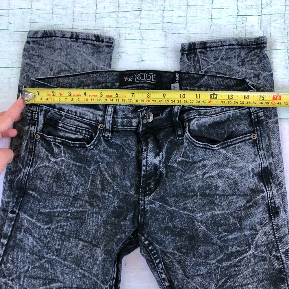 RUDE 30x32 Super Skinny Acid Wash Men’s Jeans - Picture 3 of 8
